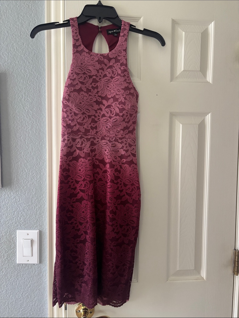 Camille La Vie floral purple gradient lace padded dress